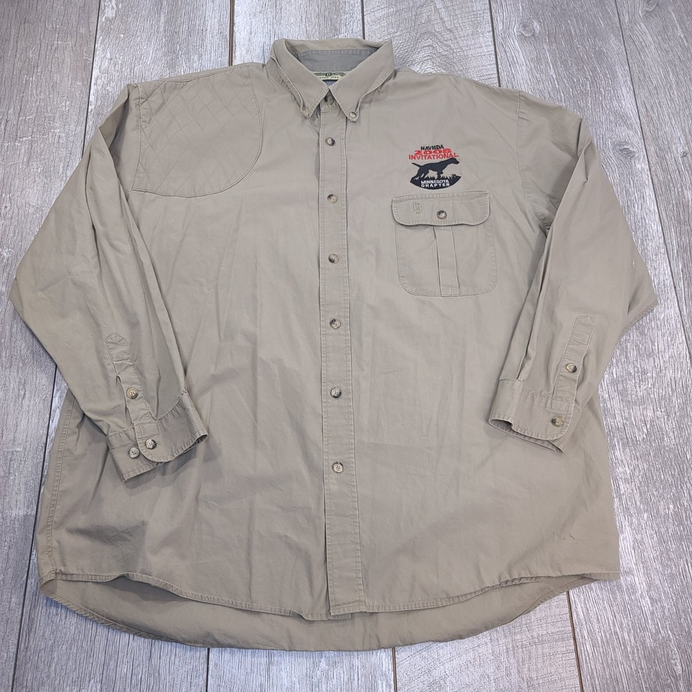 Bob Allen Shooting Shirt Men XL Tan NAVHDA 2008 Invitational Hunting Long Sleeve